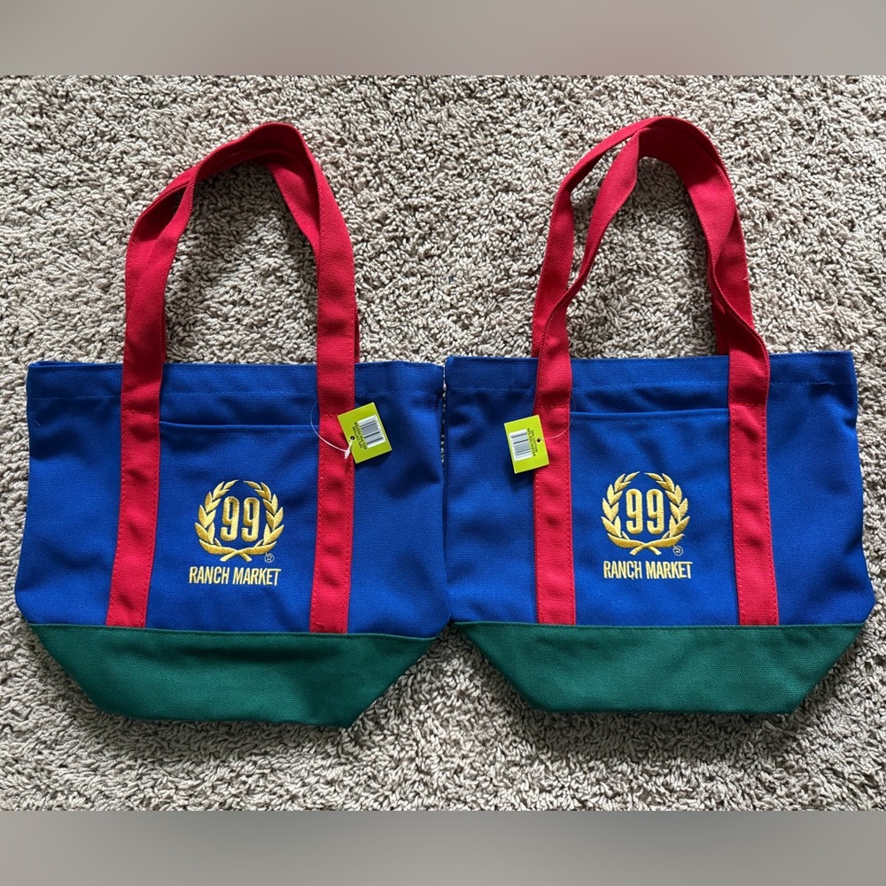 2X Rare NWT 99 Ranch Mini Canvas Tote Bag Year of the Horse Like Trader Joe’s